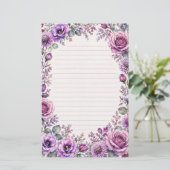 Lila Blumenmuster. Briefpapier (Stehend Vorderseite)