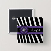 Lila Blumenmuster Button (Vorne & Hinten)