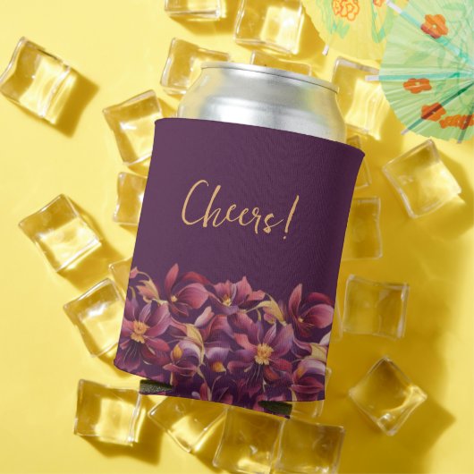 Lila Blumenmuster Cooler Dosenkühler (In Situ Sommer)