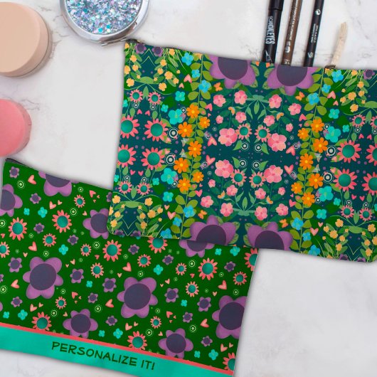 Lila Blumenmuster Einzigartiges Zubehör Zubehörtasche