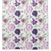 Lila Blumenmuster Eleganter Duschvorhang (Vorderseite)