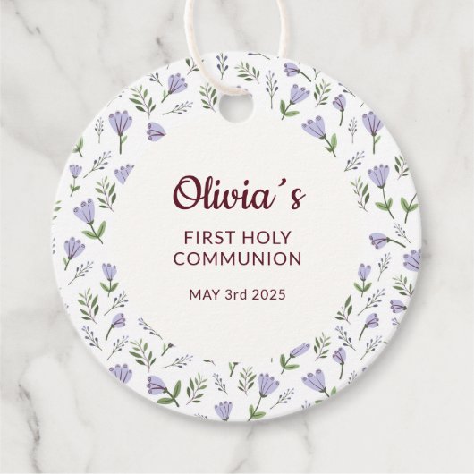 Lila Blumenmuster Erste Kommune Geschenkanhänger (Vorderseite)