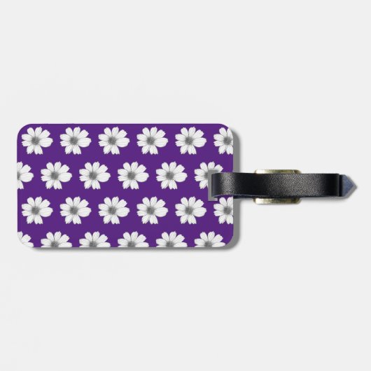 Lila Blumenmuster Gepäckanhänger (Rückseite horizontal)