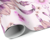Lila Blumenmuster Geschenkpapier (Rolleneckpunkt)