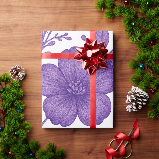 lila Blumenmuster Geschenkpapier (Feiertagsgeschenk)