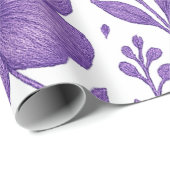lila Blumenmuster Geschenkpapier (Rolleneckpunkt)