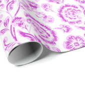 Lila Blumenmuster Geschenkpapier (Rolleneckpunkt)