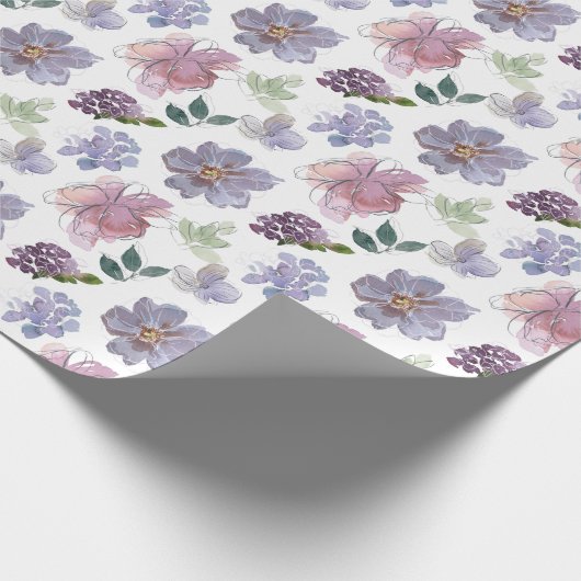 Lila Blumenmuster Geschenkpapier (Ecke)