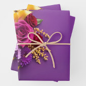 Lila Blumenmuster Geschenkpapier Set