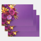 Lila Blumenmuster Geschenkpapier Set