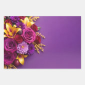 Lila Blumenmuster Geschenkpapier Set (Vorderseite)