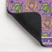 Lila Blumenmuster große Blüte mit Namen Mousepad (Ecke)