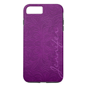 Lila Blumenmuster-Imitate aus Wildleder Look 2 Case-Mate iPhone Hülle