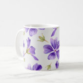 Lila Blumenmuster Kaffeetasse (Vorderseite Links)
