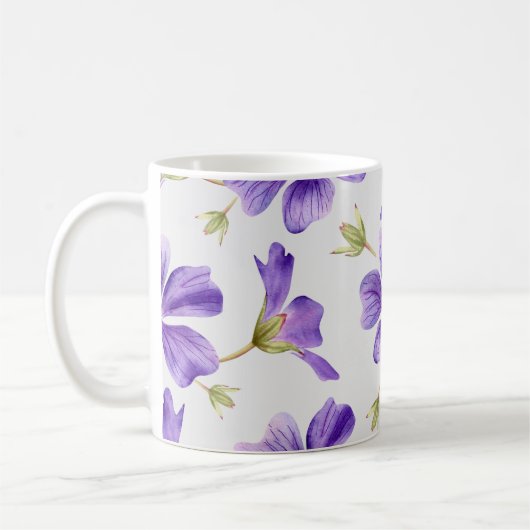 Lila Blumenmuster Kaffeetasse (Links)