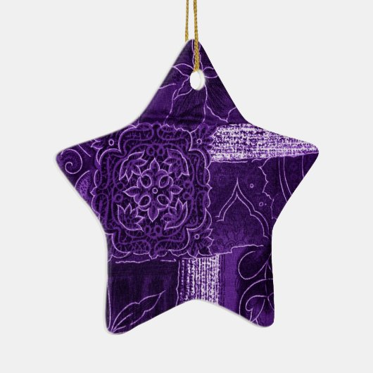 Lila Blumenmuster Keramik Ornament (Rechts)