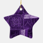 Lila Blumenmuster Keramik Ornament (Vorne)