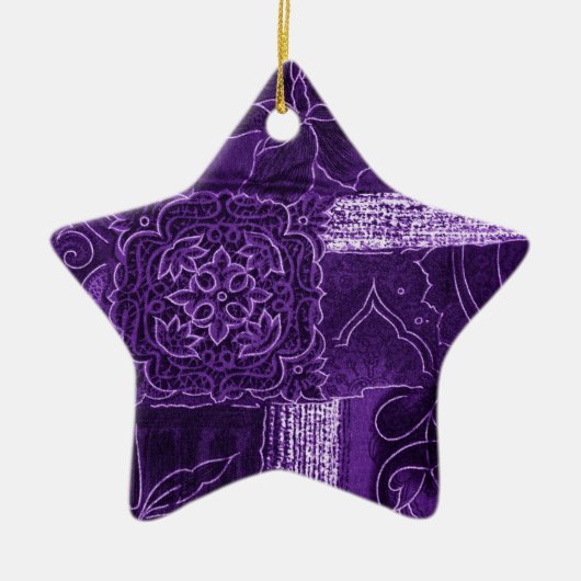 Lila Blumenmuster Keramik Ornament (Vorne)