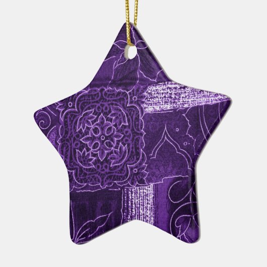 Lila Blumenmuster Keramik Ornament (Links)