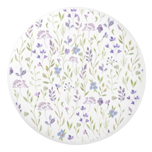 Lila Blumenmuster Keramikknauf (Vorderseite)