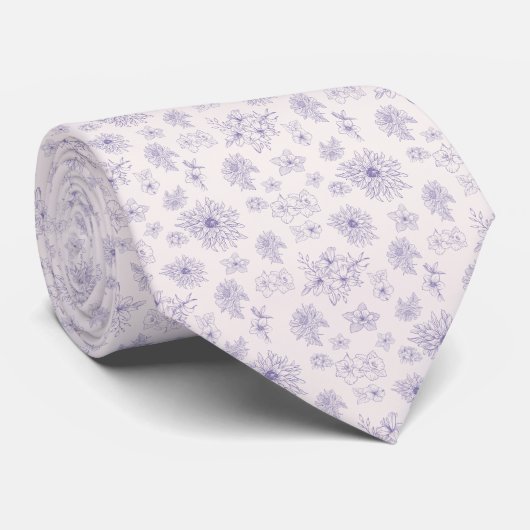 Lila Blumenmuster Krawatte (Gerollt)