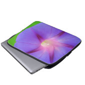 Lila Blumenmuster Laptopschutzhülle (Vorne Knopf)