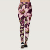 Lila Blumenmuster Leggings (Rückseite)