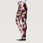 Lila Blumenmuster Leggings (Links)