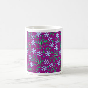Lila Blumenmuster mit blauen Blüten Kaffeetasse