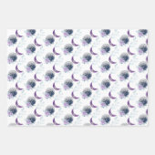 Lila Blumenmuster mit Mond Geschenkpapier Set (Vorderseite 3)