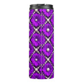 Lila Blumenmuster mit Perlen Thermosbecher (Rückseite)