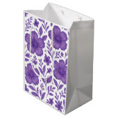 lila Blumenmuster Mittlere Geschenktüte (Rückseite Schrägansicht)