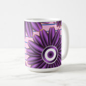 Lila Blumenmuster modernes abstraktes Blumendesign Kaffeetasse (VorderseiteRechts)