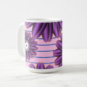 Lila Blumenmuster modernes abstraktes Blumendesign Kaffeetasse (Vorderseite Links)