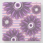 Lila Blumenmuster Modernes abstraktes Blumendesign Steinuntersetzer (Vorderseite)