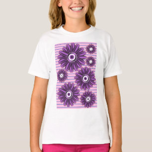 Lila Blumenmuster modernes abstraktes Blumendesign T-Shirt