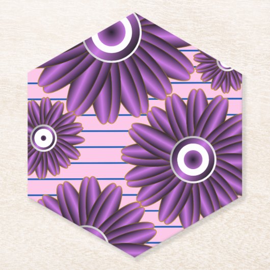 Lila Blumenmuster Modernes abstraktes Blumendesign Untersetzer (Vorderseite)