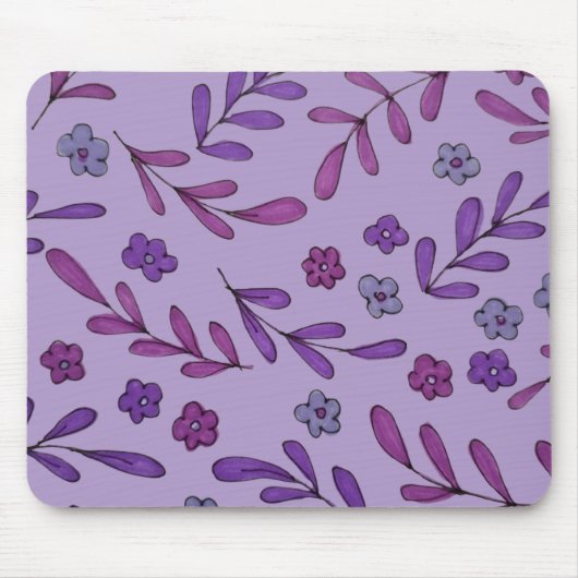 Lila Blumenmuster Mousepad (Vorne)