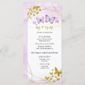 Lila Blumenmuster-Party Menükarte (Vorne/Hinten)