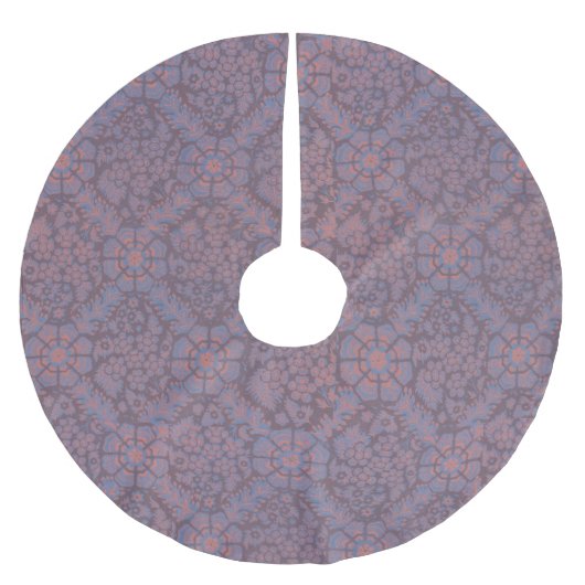 Lila Blumenmuster Polyester Weihnachtsbaumdecke (Vorderseite)
