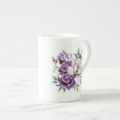 Lila Blumenmuster Porzellantasse (Vorderseite Rechts)