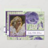 Lila Blumenmuster-Rose Postkarte (Vorne/Hinten)