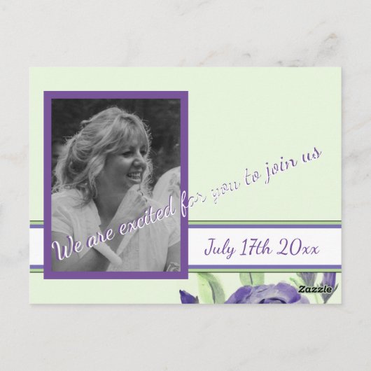 Lila Blumenmuster-Rose Postkarte (Rückseite)