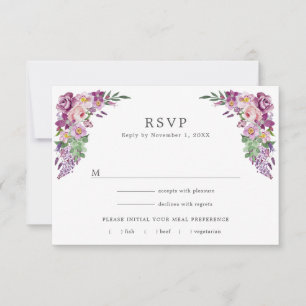 Lila Blumenmuster RSVP Karte