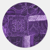 Lila Blumenmuster Runder Aufkleber (Vorderseite)