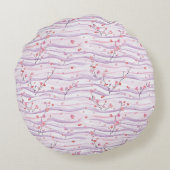Lila Blumenmuster Rundes Kissen (Rückseite)