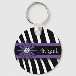 Lila Blumenmuster Schlüsselanhänger