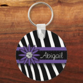 Lila Blumenmuster Schlüsselanhänger (Vorderseite)