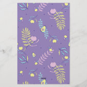 Lila Blumenmuster-Schreibwarenpapier Briefpapier (Rückseite)