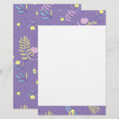 Lila Blumenmuster-Schreibwarenpapier Briefpapier (Vorne/Hinten)